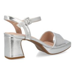 Sandalias plateadas de tacon fiesta comodas de mujer W18-155