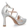 Sandalias plateadas de tacón medio fiesta con tiras de mujer W18-185