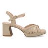 Sandalias tacón ancho fiesta de mujer pala trenzada color beige W18-200