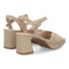 Sandalias tacón ancho fiesta de mujer pala trenzada color beige W18-200