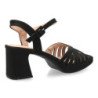 Sandalias tacón ancho fiesta de mujer pala trenzada color negro W18-200