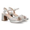 Sandalias plateadas tacón ancho fiesta de mujer pala trenzada W18-200