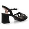 Sandalias tacón ancho fiesta de mujer pala trenzada color negro W18-201