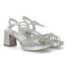 Sandalias plateadas tacón ancho fiesta de mujer pala trenzada W18-201