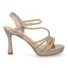 Sandalias doradas tacon fino comodo pala elegante mujer W18-205