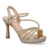 Sandalias doradas tacon fino comodo pala elegante mujer W18-205