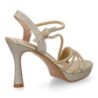 Sandalias doradas tacon fino comodo pala elegante mujer W18-205