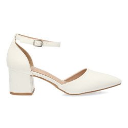Zapatos tacon comodo elegante salon de mujer color blanco YK265