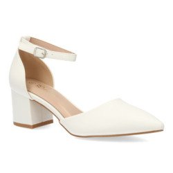 Zapatos tacon comodo elegante salon de mujer color blanco YK265