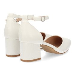 Zapatos tacon comodo elegante salon de mujer color blanco YK265