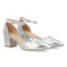 Zapatos plateados tacon comodo elegante salon de mujer YK265