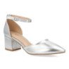 Zapatos plateados tacon comodo elegante salon de mujer YK265