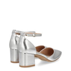 Zapatos plateados tacon comodo elegante salon de mujer YK265