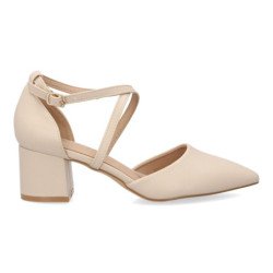 Zapatos tacon comodo elegante salon de mujer color beige YK531
