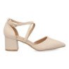 Zapatos tacon comodo elegante salon de mujer color beige YK531