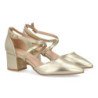 Zapatos dorados tacon comodo elegante salon de mujer YK531