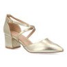 Zapatos dorados tacon comodo elegante salon de mujer YK531