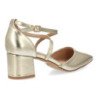 Zapatos dorados tacon comodo elegante salon de mujer YK531