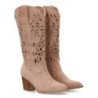 Botas camperas altas calado en caña tacon comodo de mujer color rosa A-3238