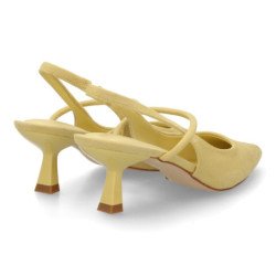 Zapatos tacon fino elegante de mujer color amarillo BS-5658