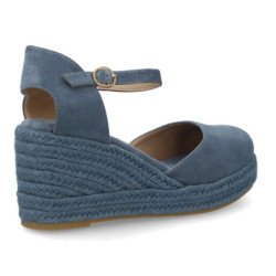 Sandalias de cuña media en yute hebilla de mujer color celeste CF-3036