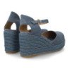 Sandalias de cuña media en yute hebilla de mujer color celeste CF-3036