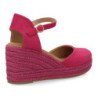 Sandalias de cuña media en yute hebilla de mujer color fucsia CF-3036