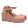 Sandalias de cuña media en yute hebilla de mujer color rosa CF-3036