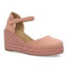 Sandalias de cuña media en yute hebilla de mujer color rosa CF-3036