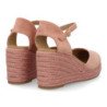 Sandalias de cuña media en yute hebilla de mujer color rosa CF-3036
