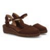 Sandalias de cuña baja en yute hebilla de mujer color marron cafe CF-5618