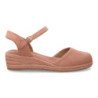 Sandalias de cuña baja en yute hebilla de mujer color rosa CF-5618