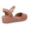 Sandalias de cuña baja en yute hebilla de mujer color rosa CF-5618