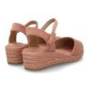 Sandalias de cuña baja en yute hebilla de mujer color rosa CF-5618