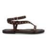 Sandalias planas comodas tiras con tachuelas de mujer color marron cafe HG-5806