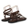 Sandalias planas comodas tiras con tachuelas de mujer color marron cafe HG-5806