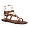 Sandalias planas comodas tiras con tachuelas de mujer color camel HG-5806