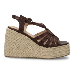 Sandalias de mujer con plataforma en yute tiras color marron HJN25-1S