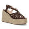 Sandalias de mujer con plataforma en yute tiras color marron HJN25-1S