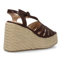 Sandalias de mujer con plataforma en yute tiras color marron HJN25-1S