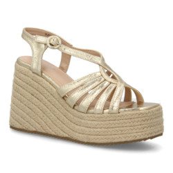 Sandalias doradas de mujer con plataforma en yute tiras HJN25-1S