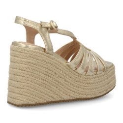 Sandalias doradas de mujer con plataforma en yute tiras HJN25-1S