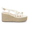 Sandalias de mujer con plataforma en yute tiras color blanco HJN25-5S