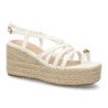 Sandalias de mujer con plataforma en yute tiras color blanco HJN25-5S