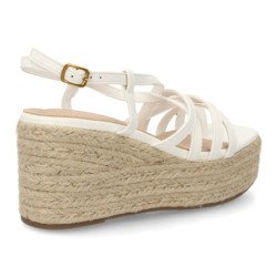 Sandalias de mujer con plataforma en yute tiras color blanco HJN25-5S