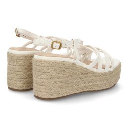 Sandalias de mujer con plataforma en yute tiras color blanco HJN25-5S