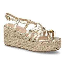 Sandalias doradas de mujer con plataforma en yute tiras HJN25-5S