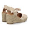 Sandalias de mujer con cuña en yute hebilla adornos metalicos color beige MT-130