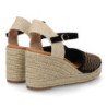 Sandalias de mujer con cuña en yute hebilla adornos metalicos color negro MT-130