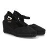 Sandalias de cuña baja en yute crochet de mujer color negro MT-82